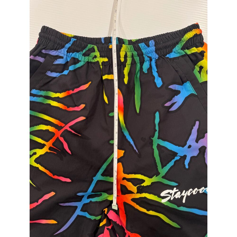 STAYCOOLNYC Electric Beach Rainbow Windbreaker Jogger Pant Black Small Festival - Picture 8 of 16